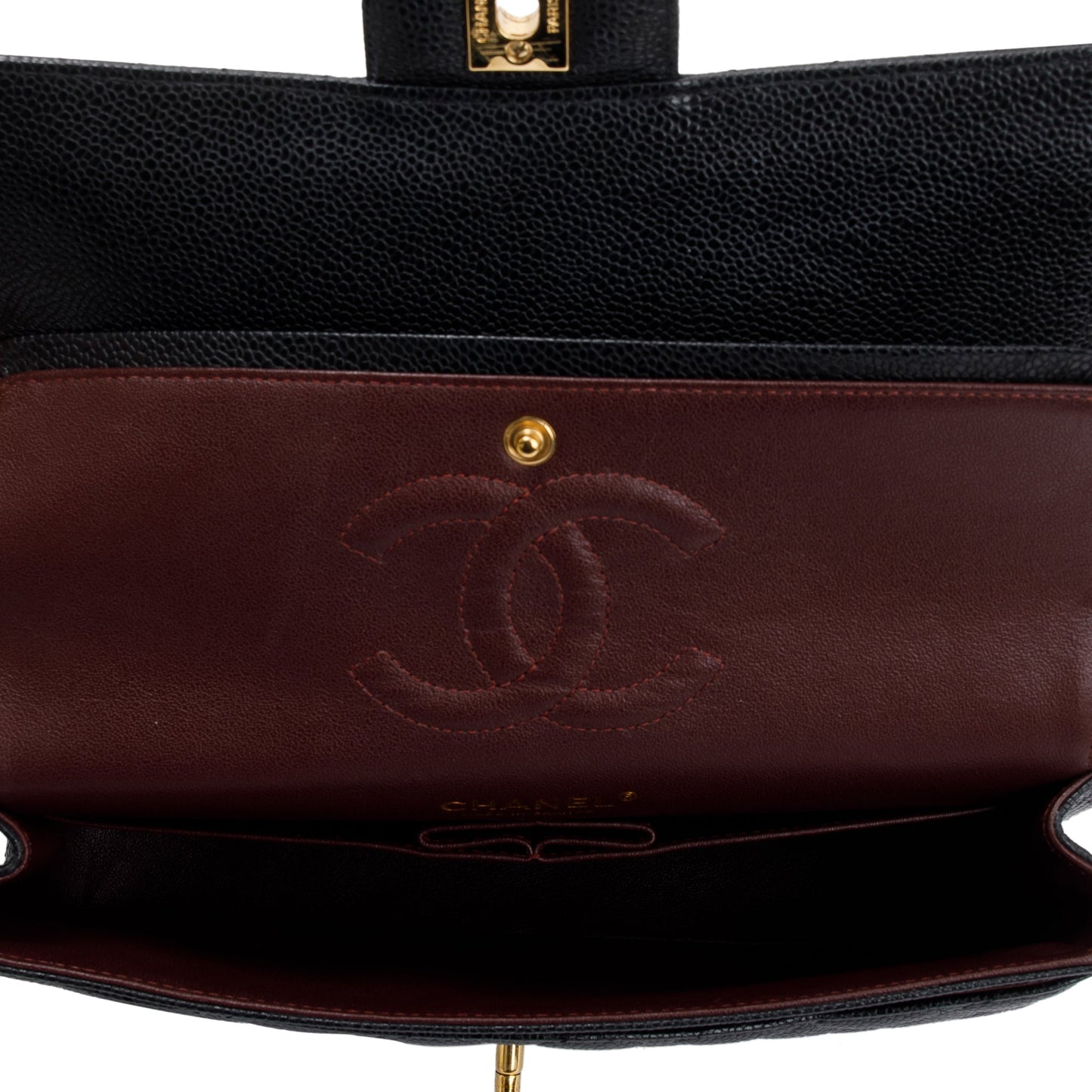 Chanel Black Caviar Leather Classic Medium Double Flap Bag