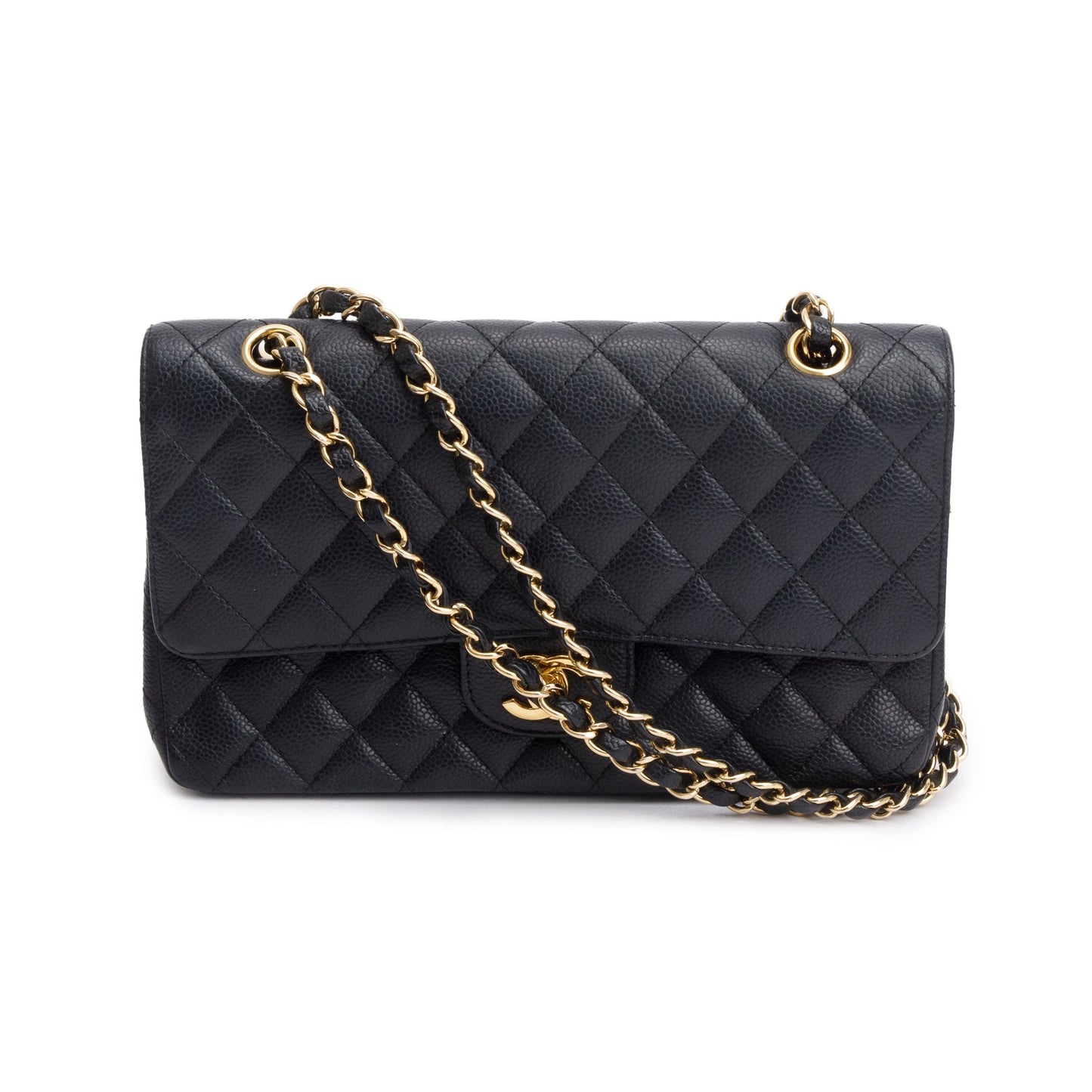 Chanel Black Caviar Leather Classic Medium Double Flap Bag