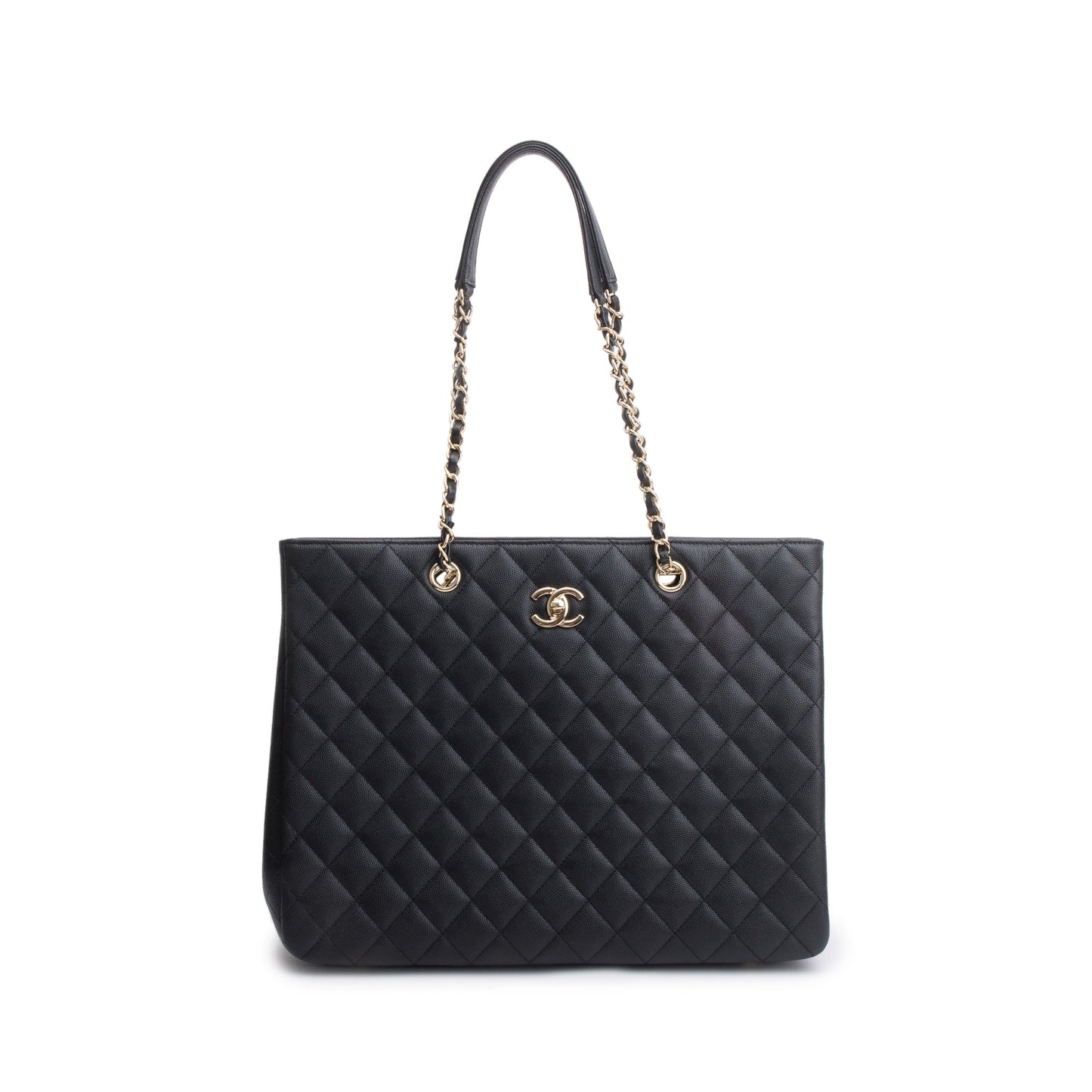 Chanel Black Caviar Leather Classic Timeless Large Shopping Tote
