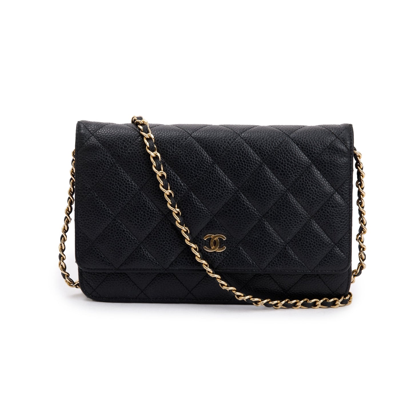 Chanel Black Caviar Leather Classic Wallet on Chain