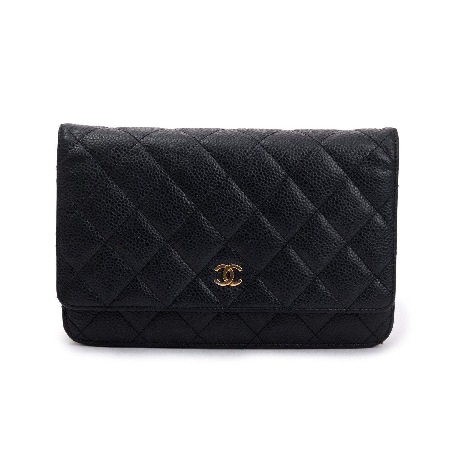 Chanel Black Caviar Leather Classic Wallet on Chain