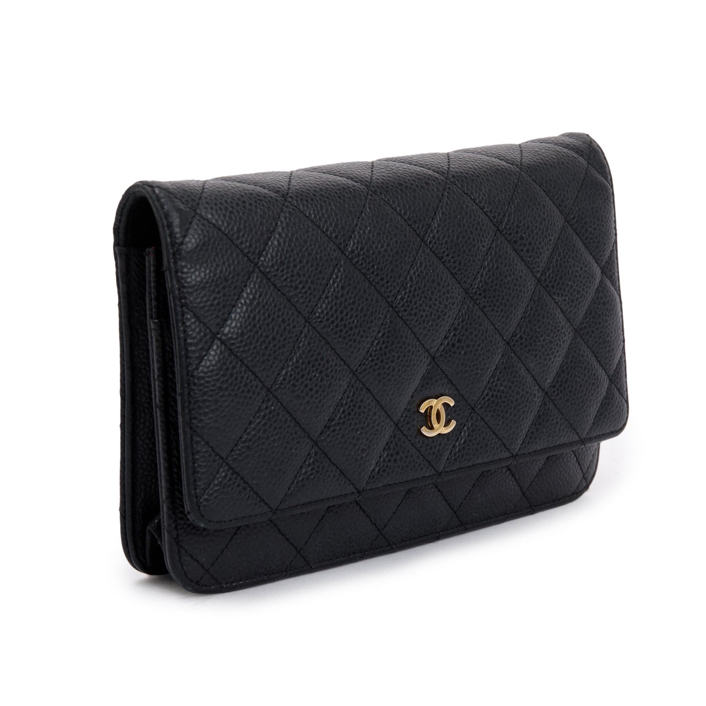 Chanel Black Caviar Leather Classic Wallet on Chain