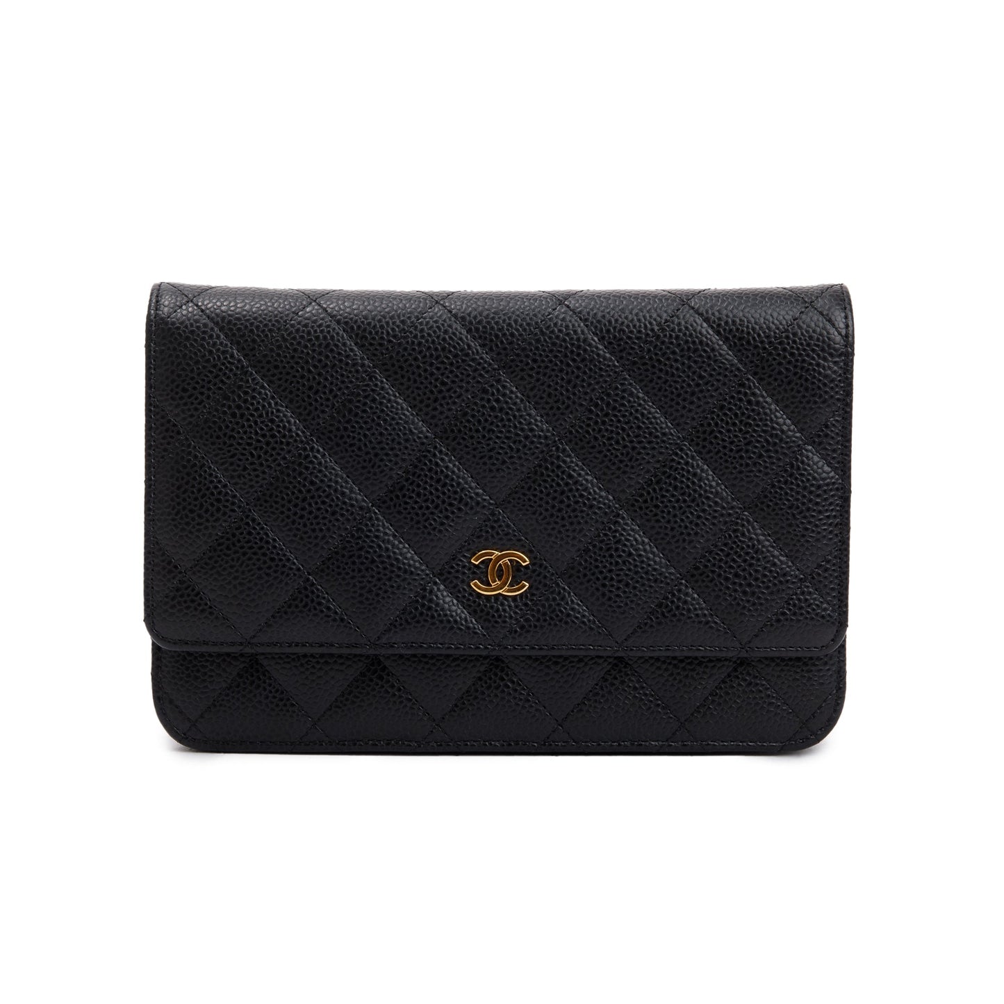 Chanel Black Caviar Leather Classic Wallet on Chain