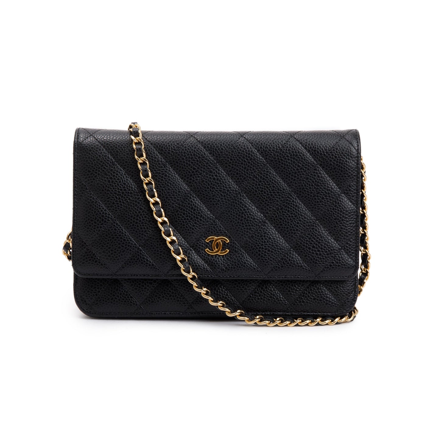 Chanel Black Caviar Leather Classic Wallet on Chain