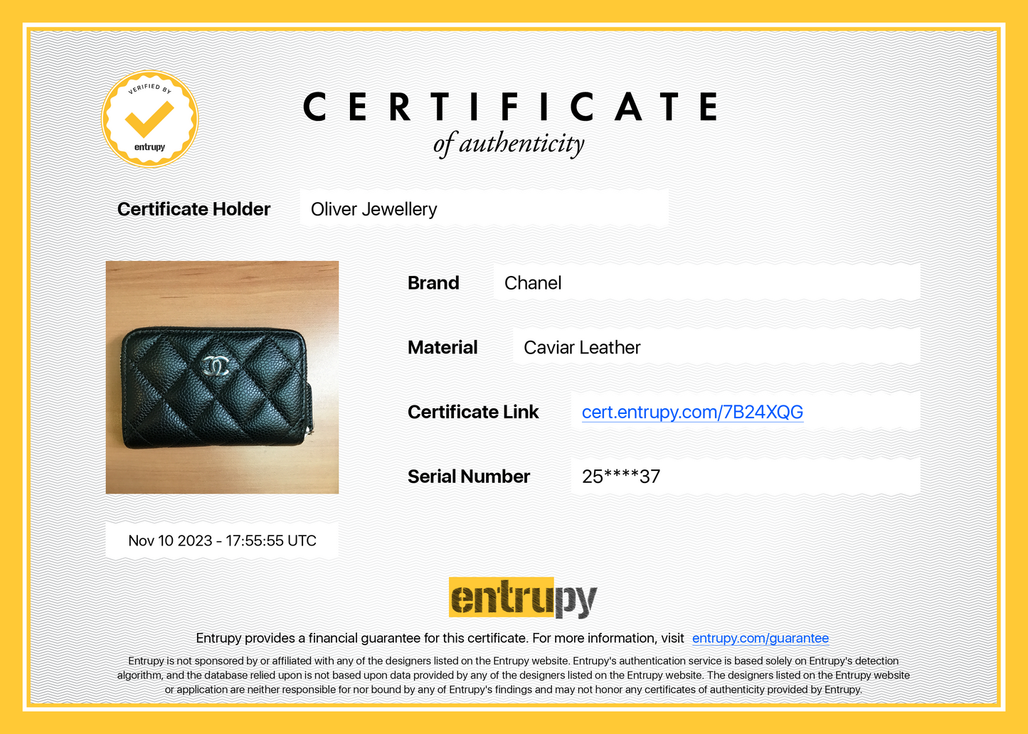 Chanel Black Caviar Leather Classic Zipped Coin Purse