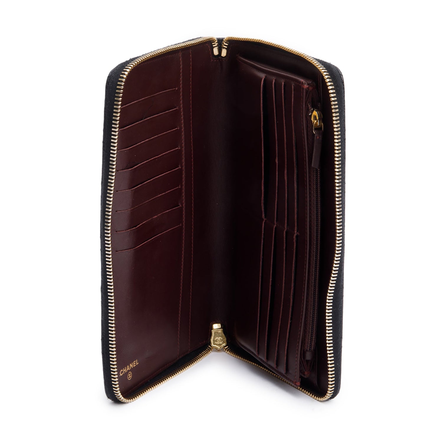 Chanel Black Caviar Leather Large Zip Around Organizer Wallet