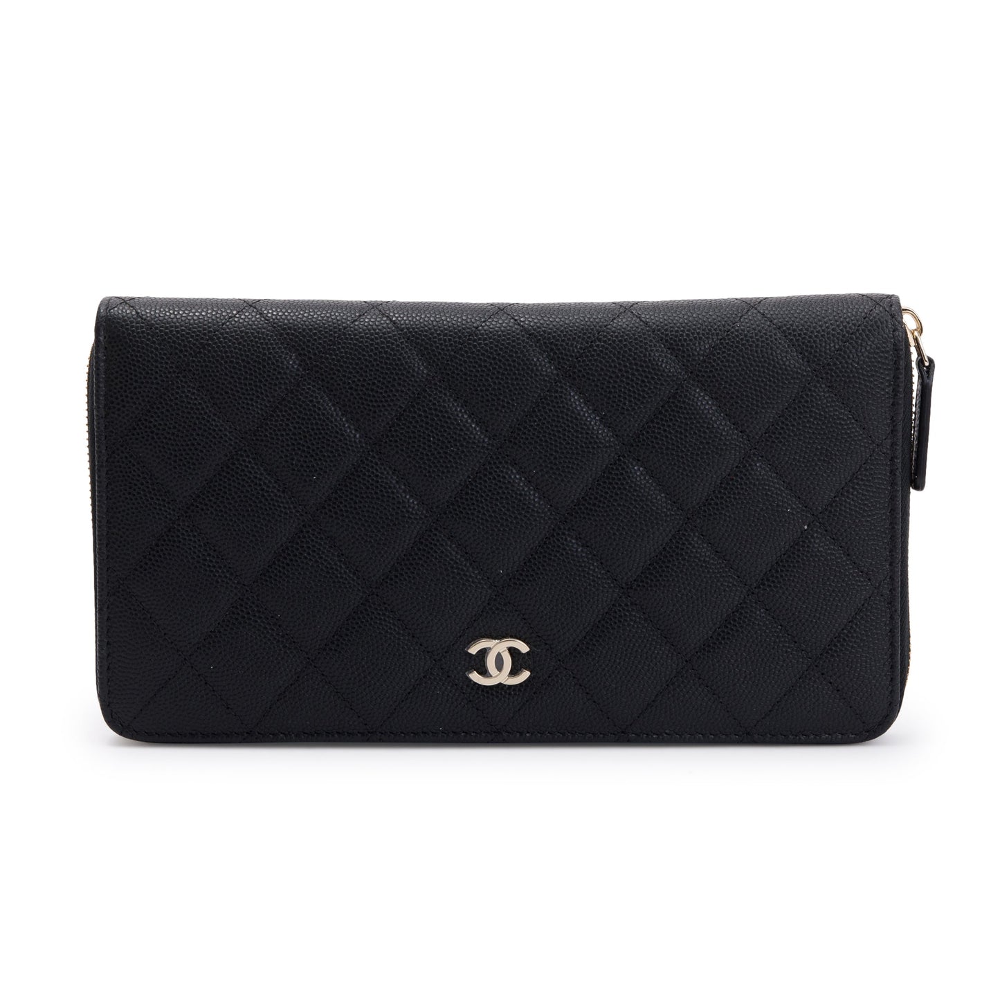 Chanel Black Caviar Leather Large Zip Around Organizer Wallet