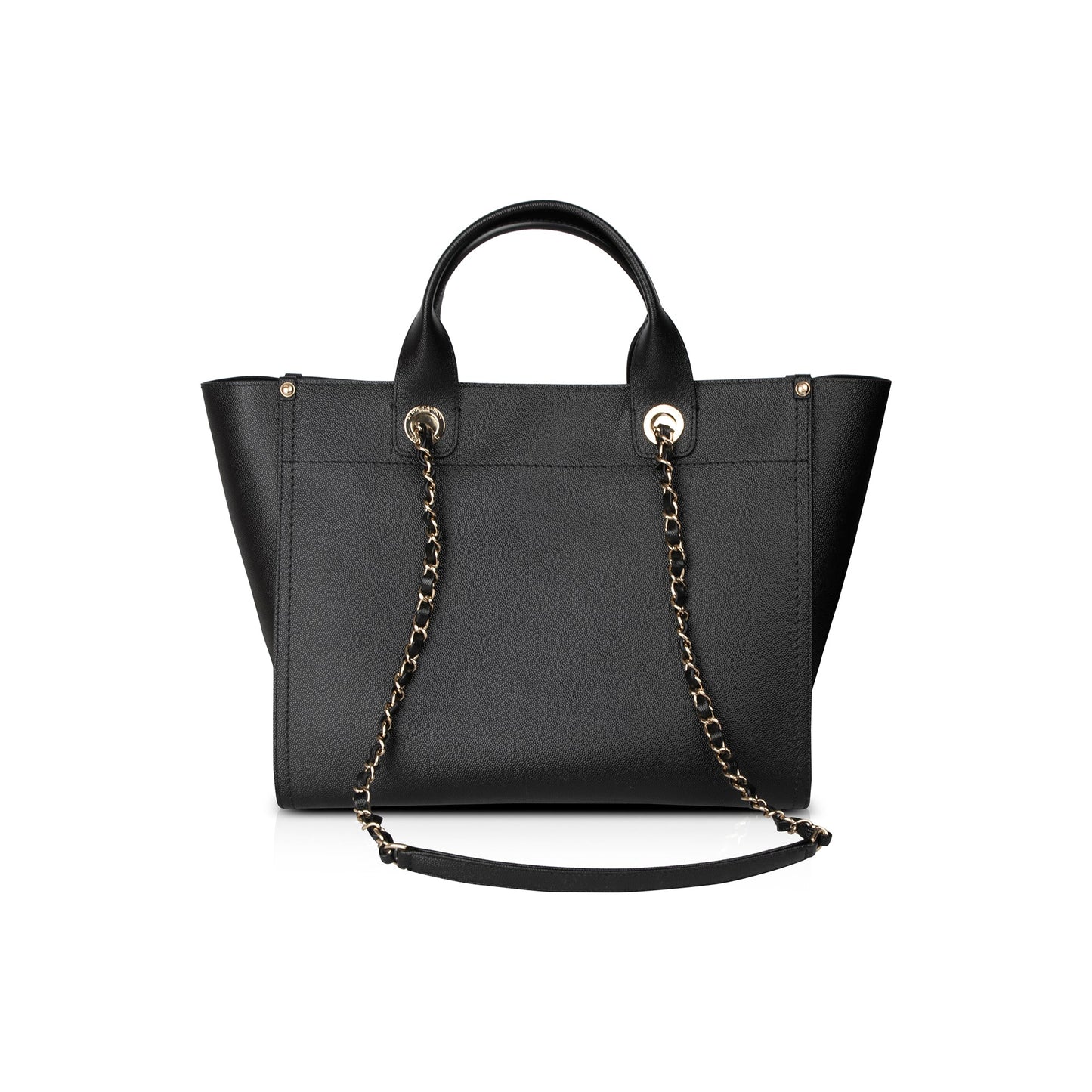 Chanel Black Caviar Leather Medium Studded Deauville Tote