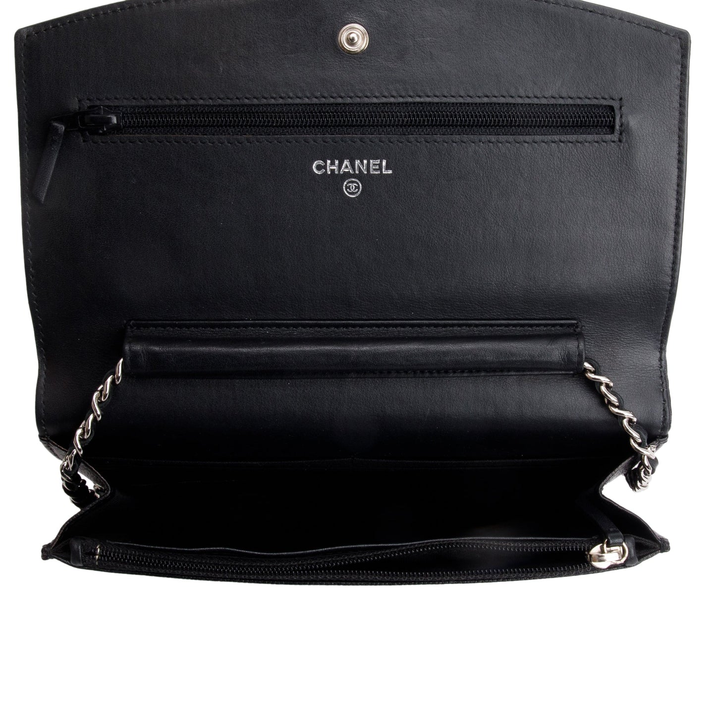 Chanel Black Caviar Leather Sevruga Wallet on Chain