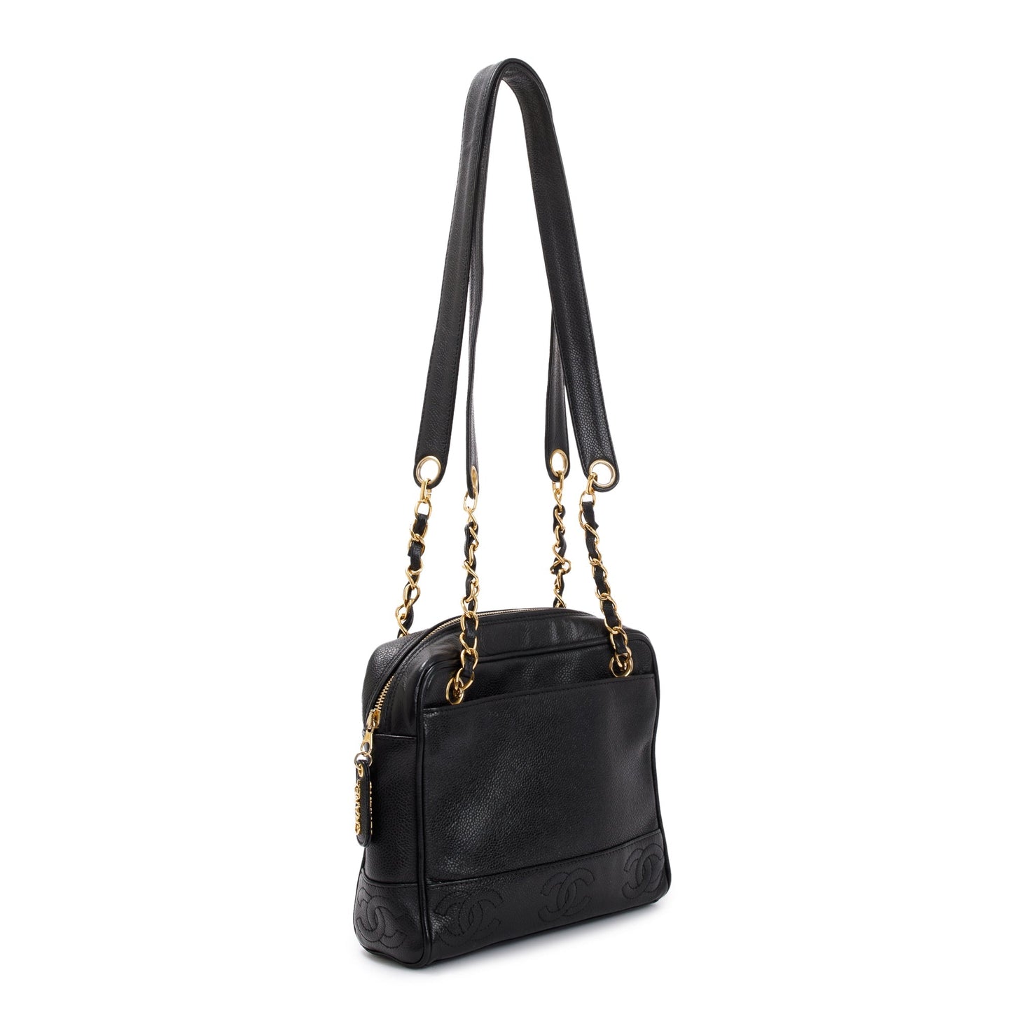 Chanel Black Caviar Leather Small Vintage CC Shoulder Bag