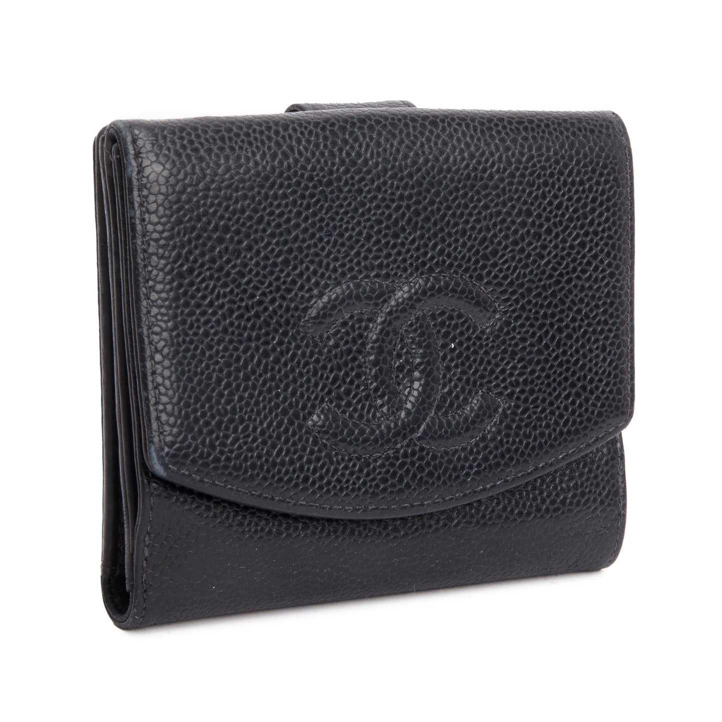 Chanel Black Caviar Leather Timeless Compact Wallet