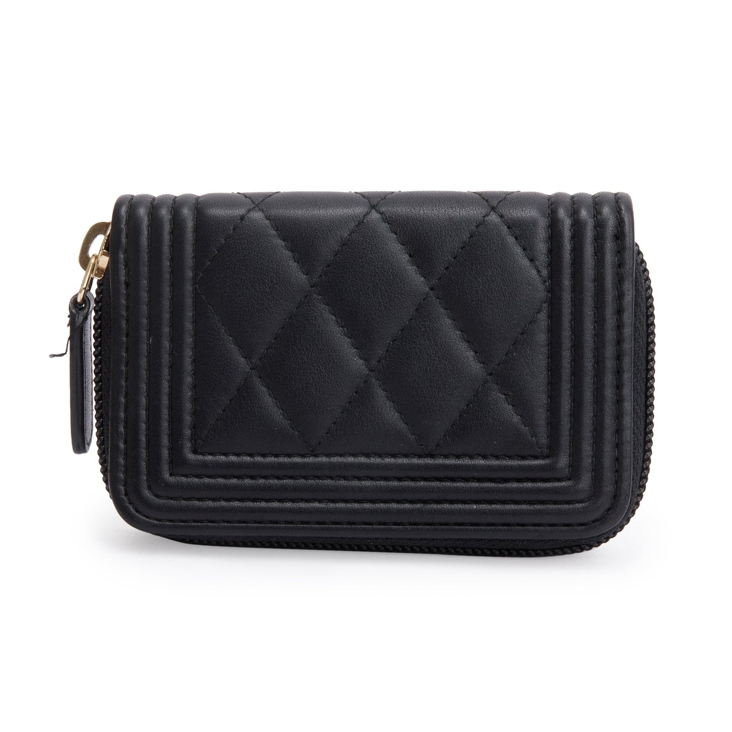 Chanel Black Caviar Leather Zip Around Boy Coin Purse