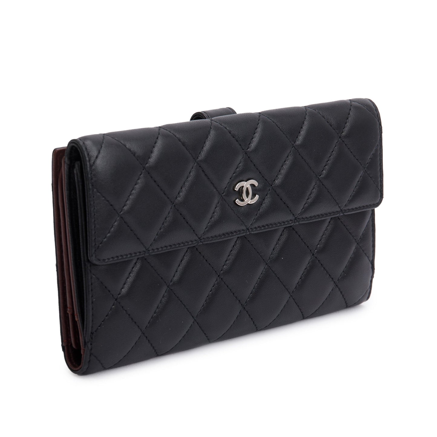Chanel Black Caviar Quilted Leather CC Long Double Wallet