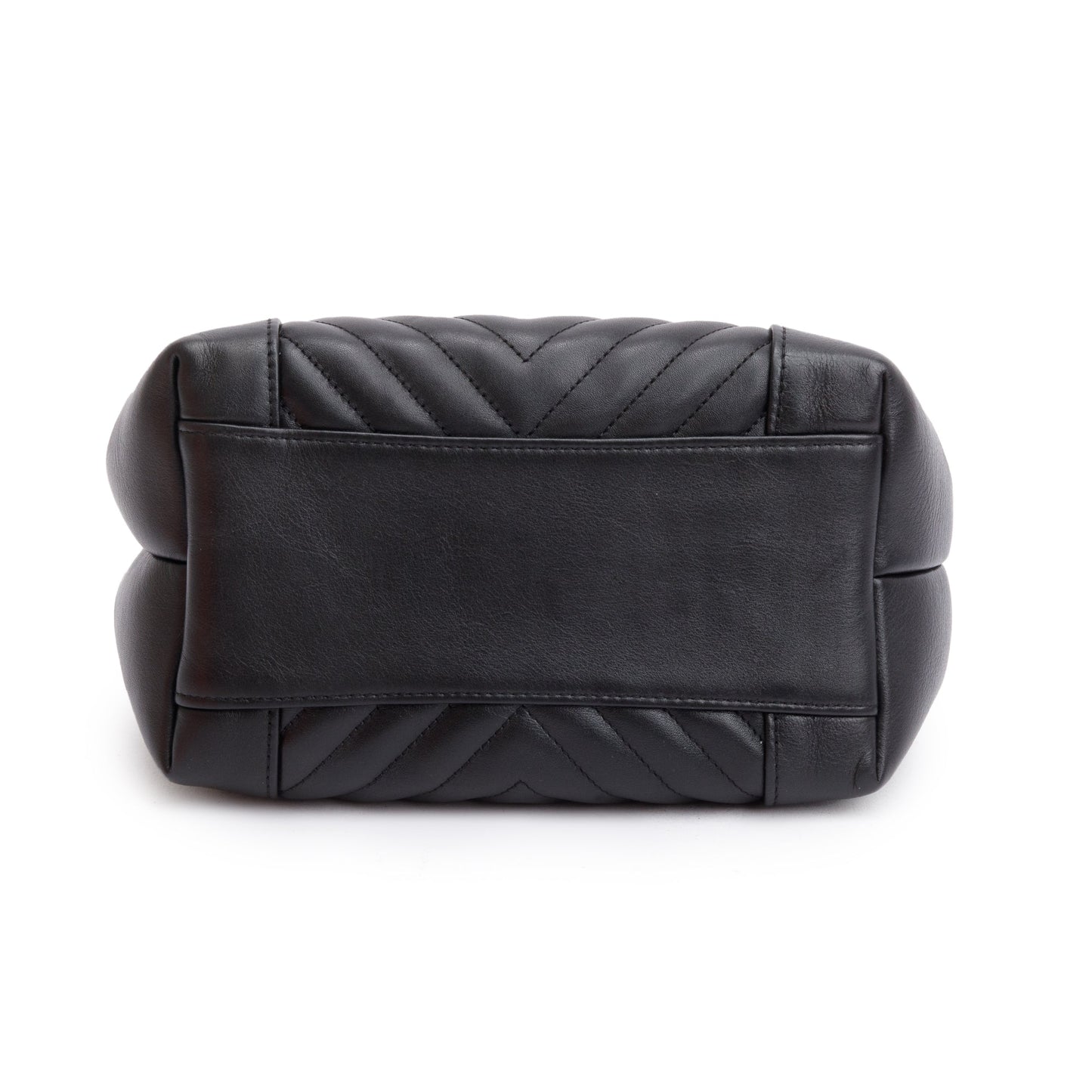 Chanel Black Chevron Calfskin Leather Drawstring Bucket Crossbody Bag