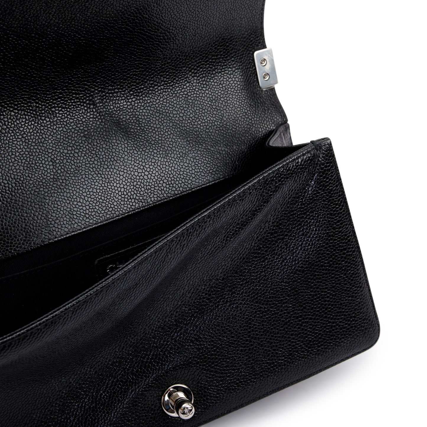 Chanel Black Chevron Caviar Medium Boy Bag