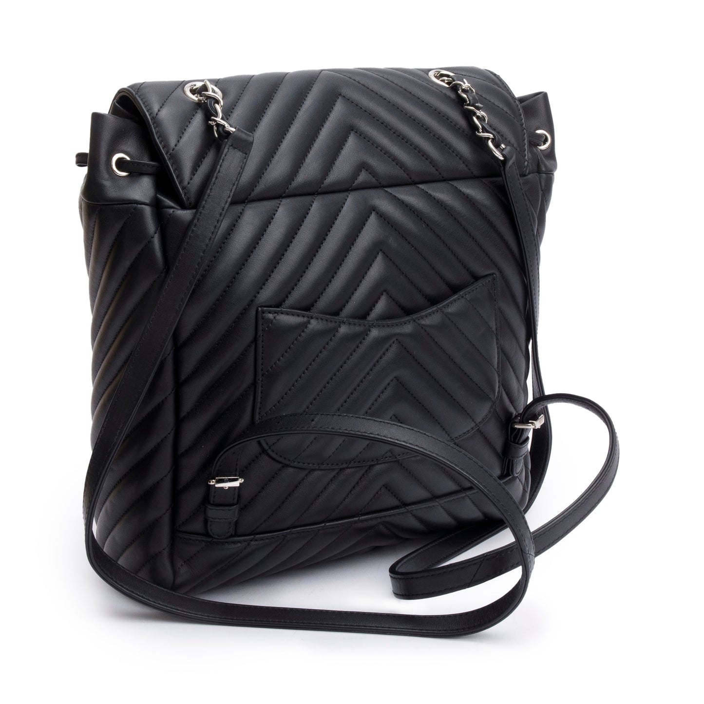 Chanel Black Chevron Quilted Lambskin Leather Small Urban Spirit Backpack
