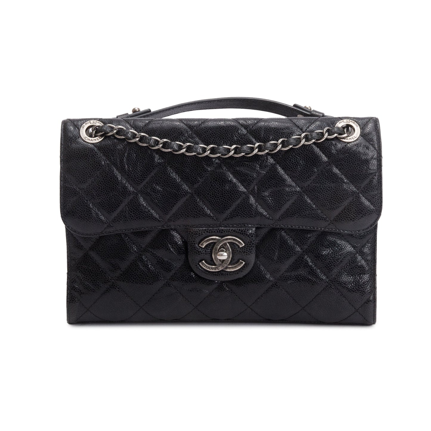Chanel Black Glazed Caviar Leather Medium CC Crave Flap Bag