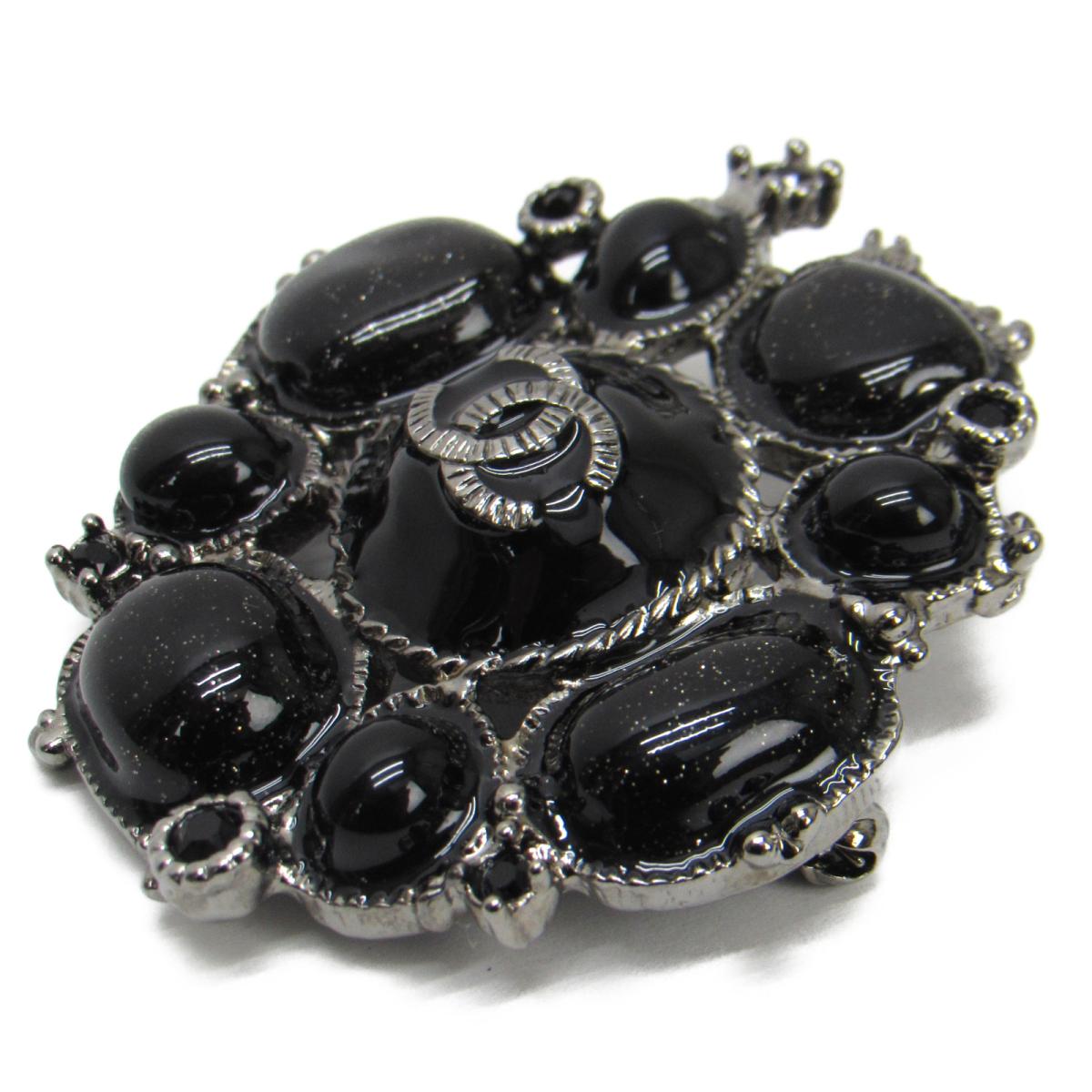 CHANEL BLACK GLITTER GRIPOIX BYZANTINE BROOCH