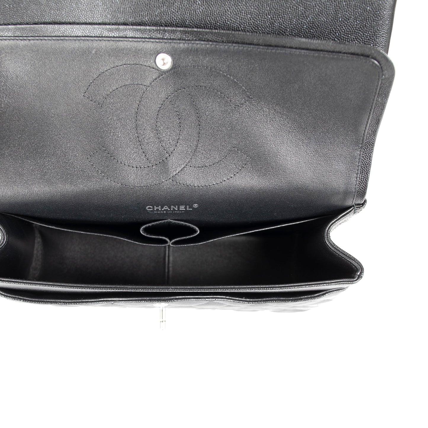 Chanel Black Iridescent Caviar Classic Jumbo Double Flap Bag
