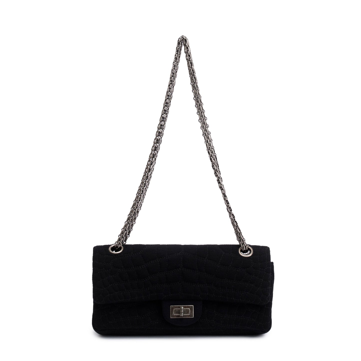 Chanel Black Jersey Coco's Croc 2.55 Reissue East/West Double Flap Bag
