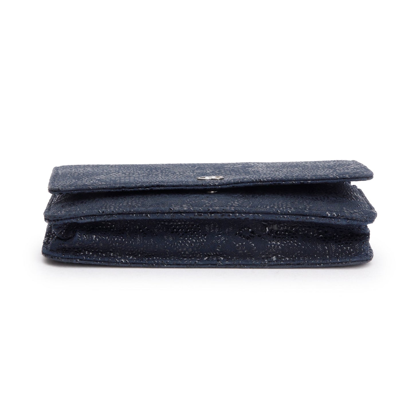 Chanel Black Lace Goatskin Classic Wallet on Chain
