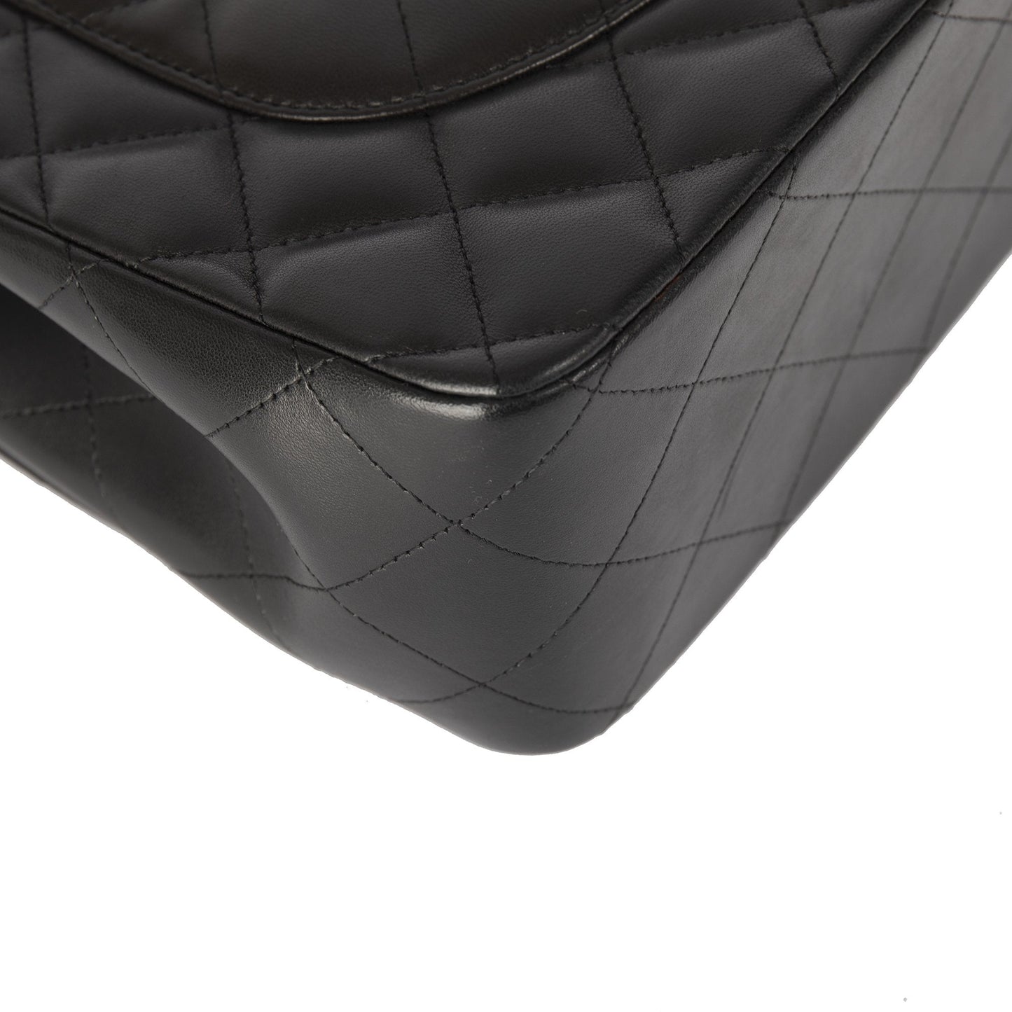 Chanel Black Lambskin Classic Jumbo Double Flap Bag