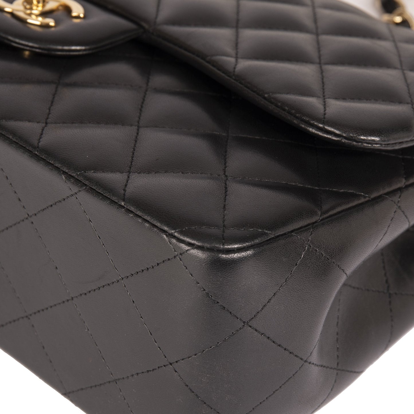 Chanel Black Lambskin Classic Jumbo Double Flap Bag