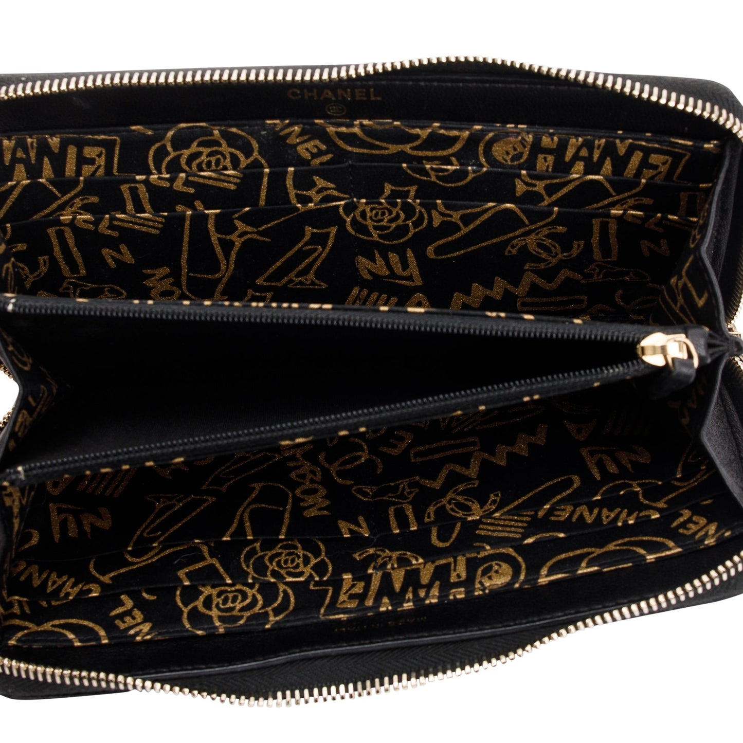 Chanel Black Lambskin Classic Long Zipped Wallet