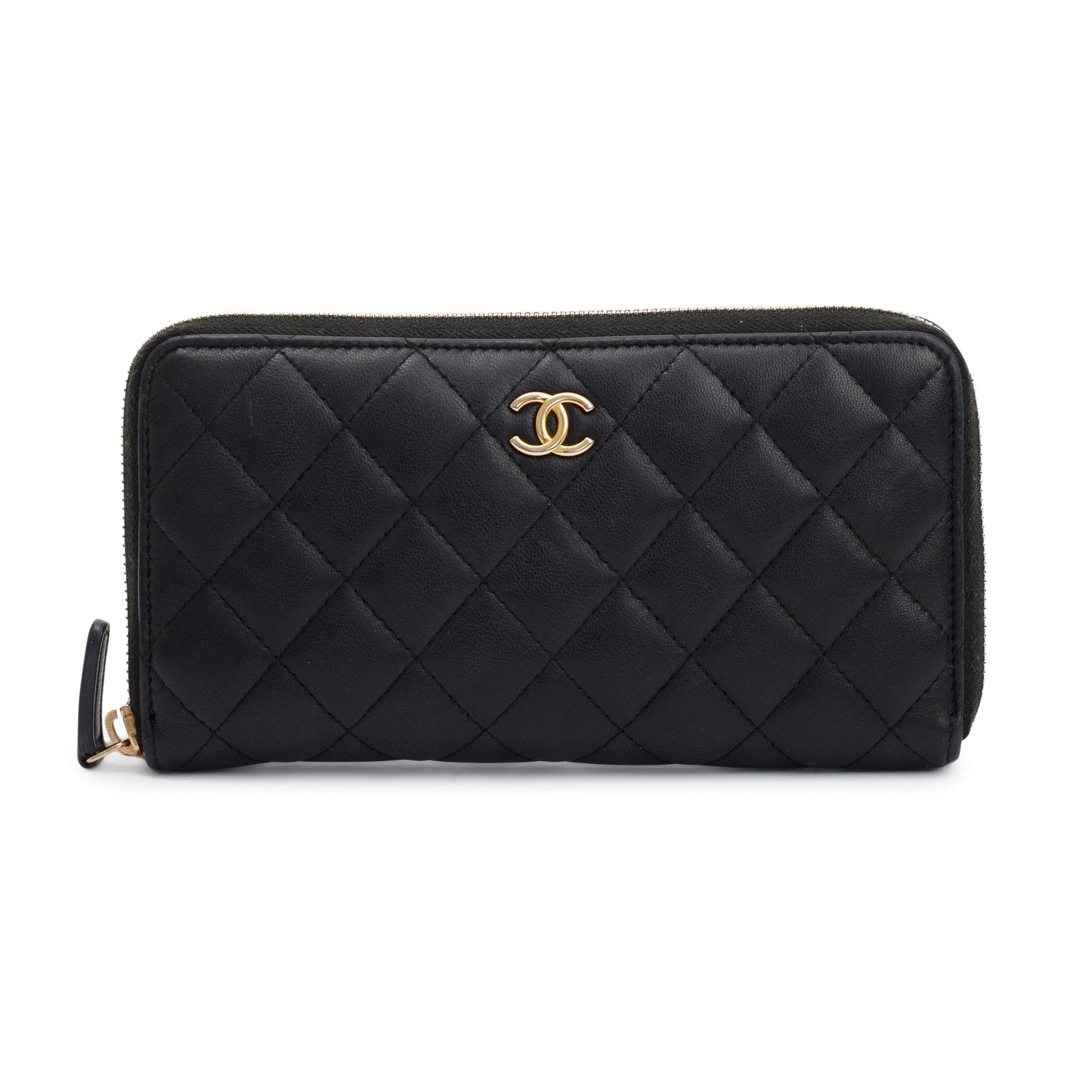 Chanel Black Lambskin Classic Long Zipped Wallet