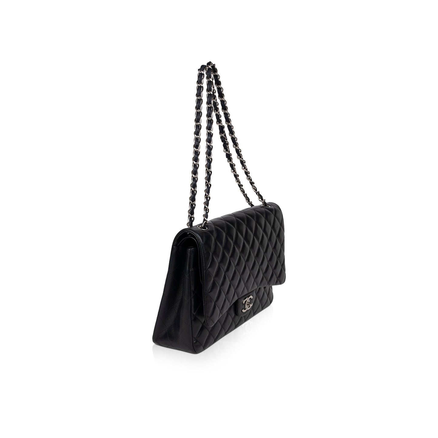 Chanel Black Lambskin Classic Maxi Double Flap Bag