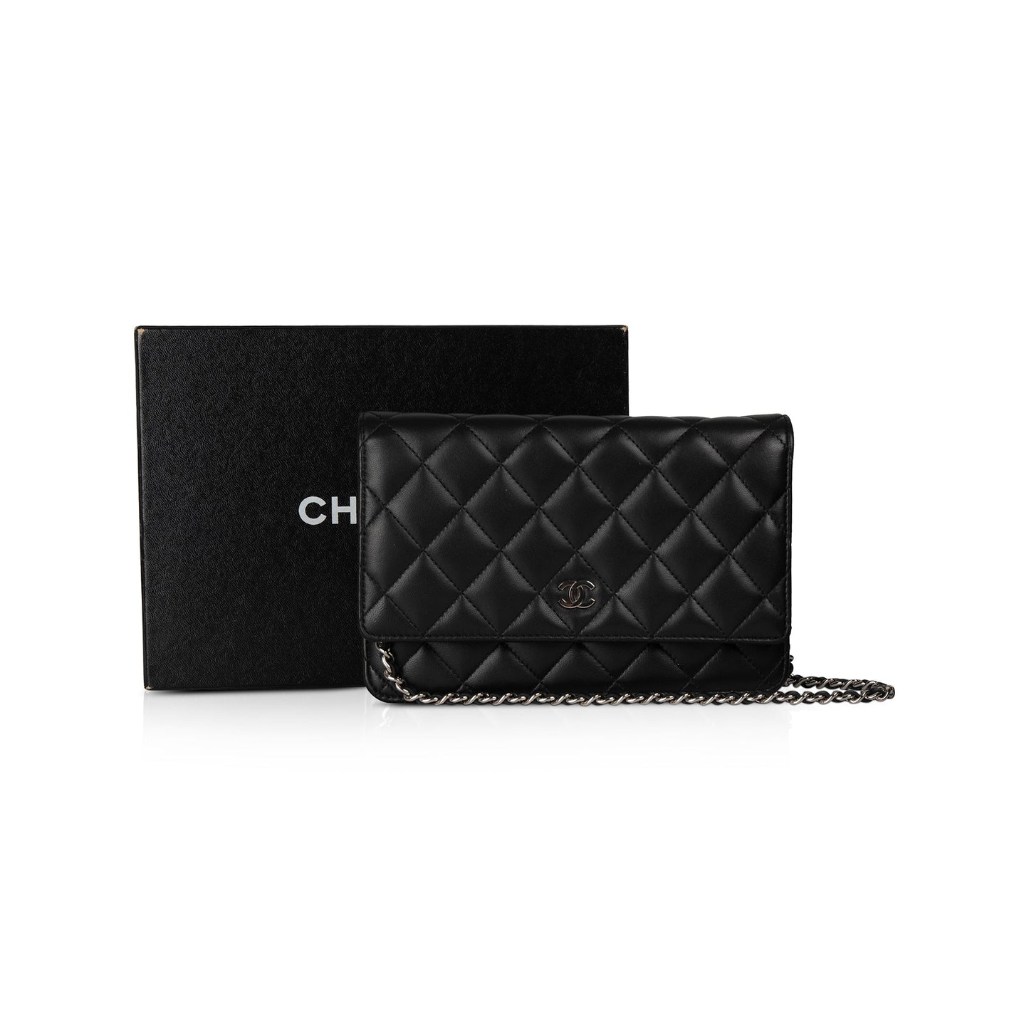 Chanel Black Lambskin Classic Wallet on Chain