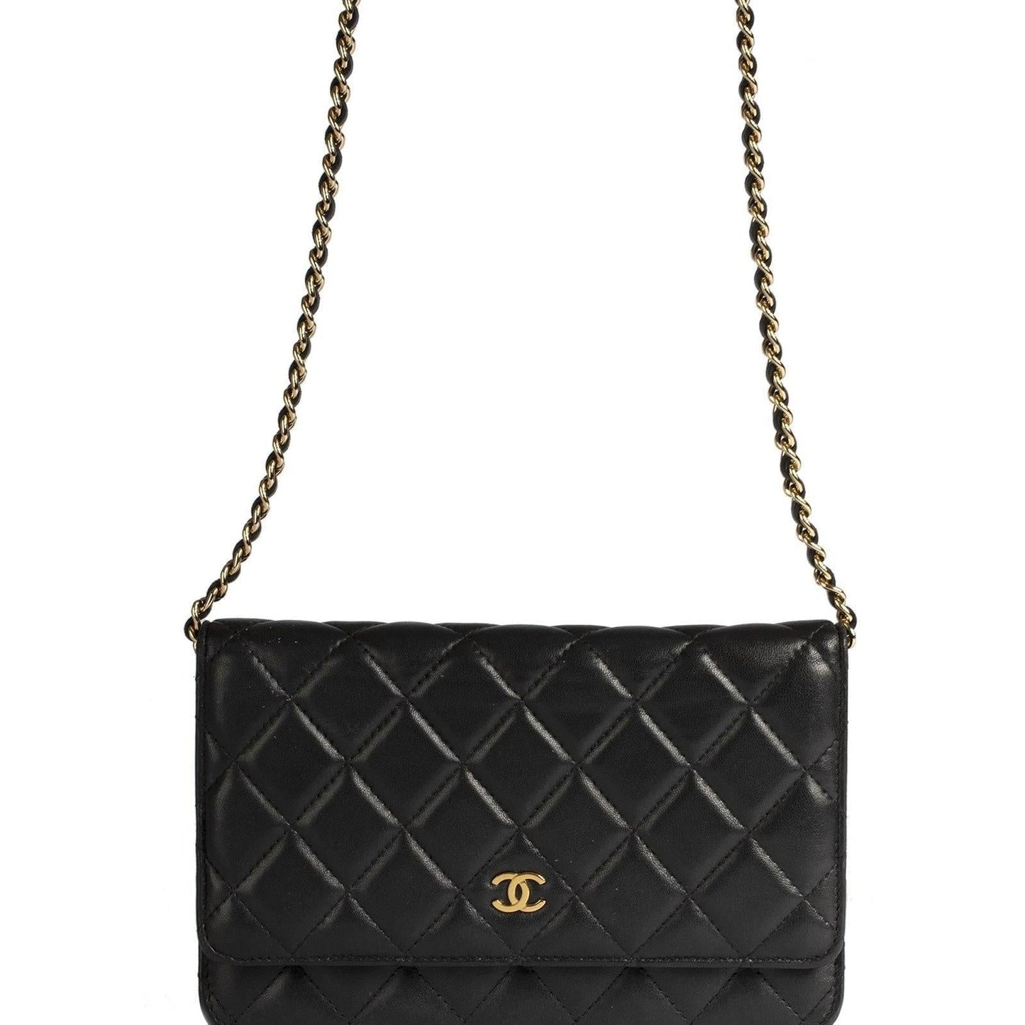 Chanel Black Lambskin Classic Wallet on Chain