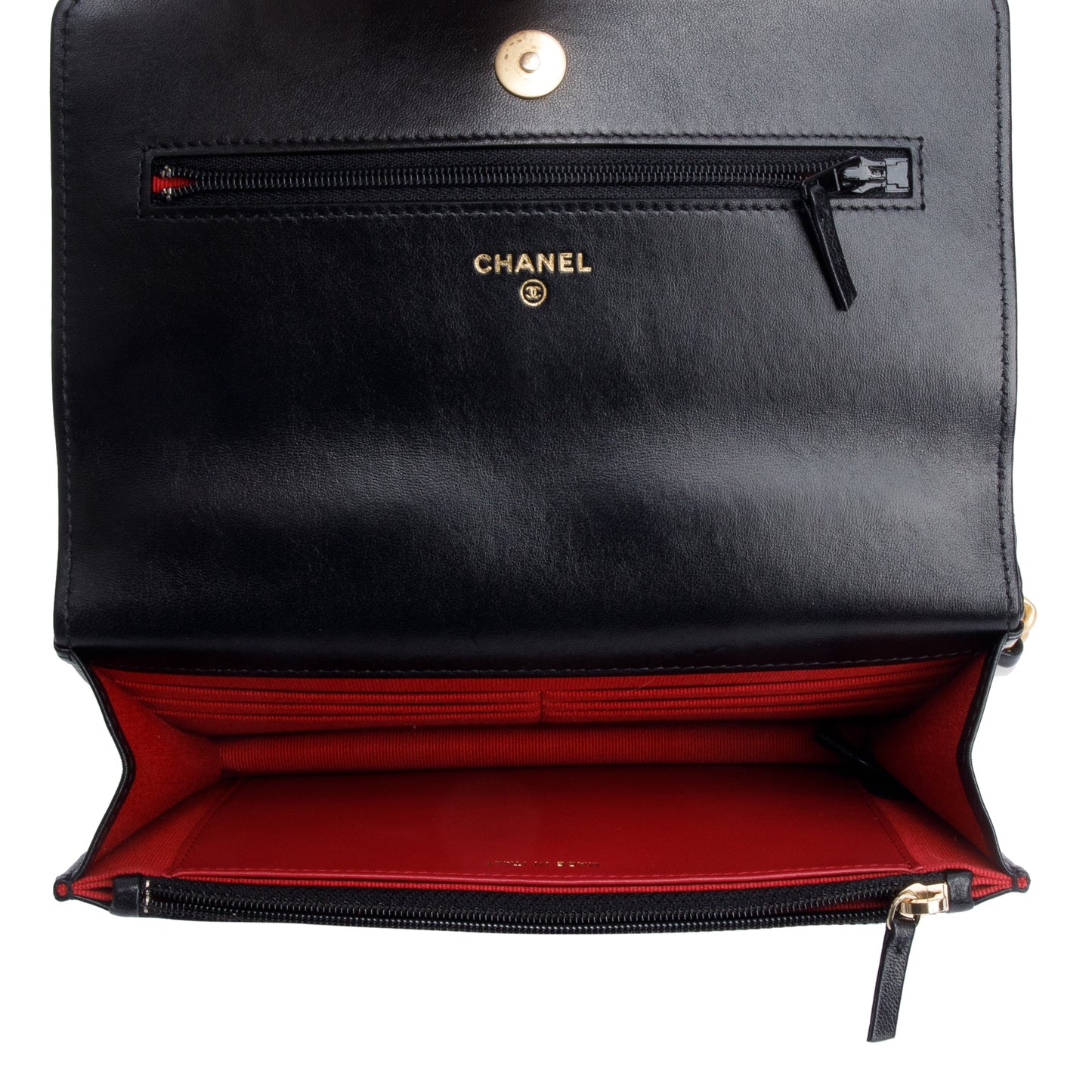 Chanel Black Lambskin Leather 19 Wallet On Chain