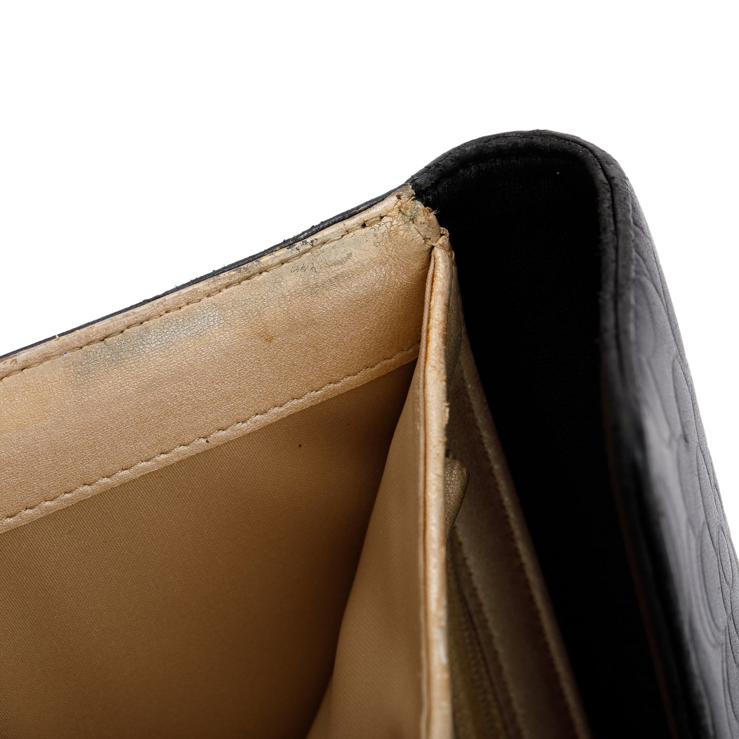 Chanel Black Lambskin Leather CC Logo Camellia Trifold Wallet