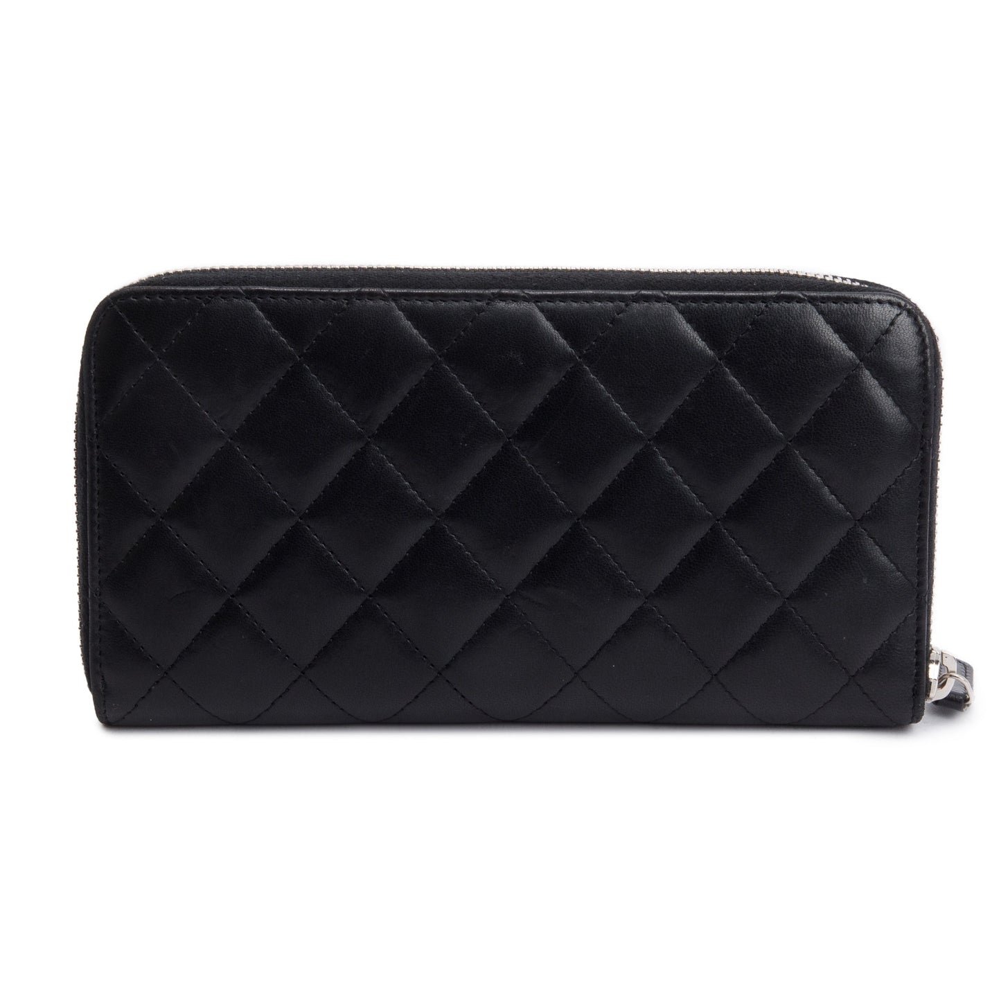 Chanel Black Lambskin Leather Classic Large Gusset Zip Around Wallet