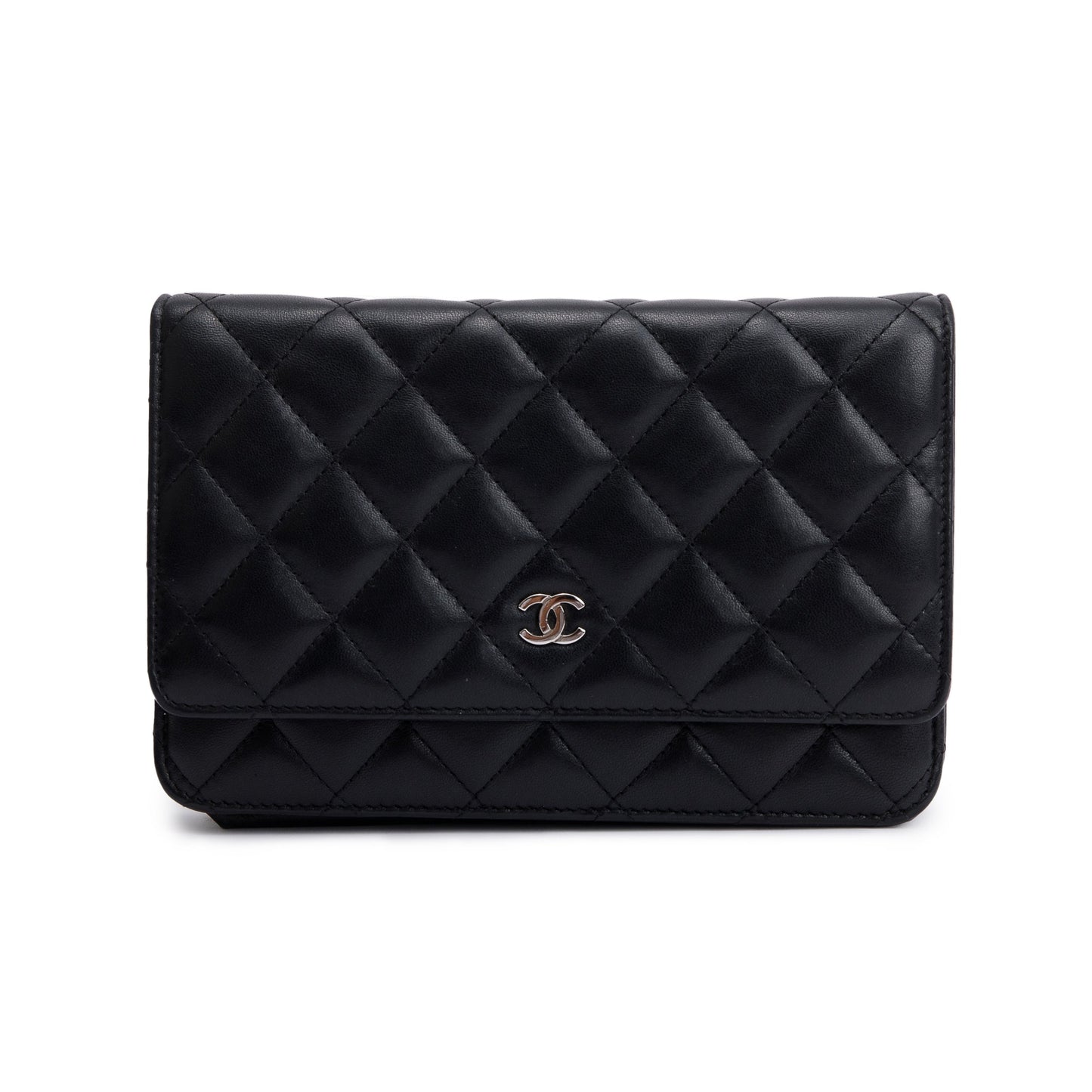 Chanel Black Lambskin Leather Classic Wallet on Chain