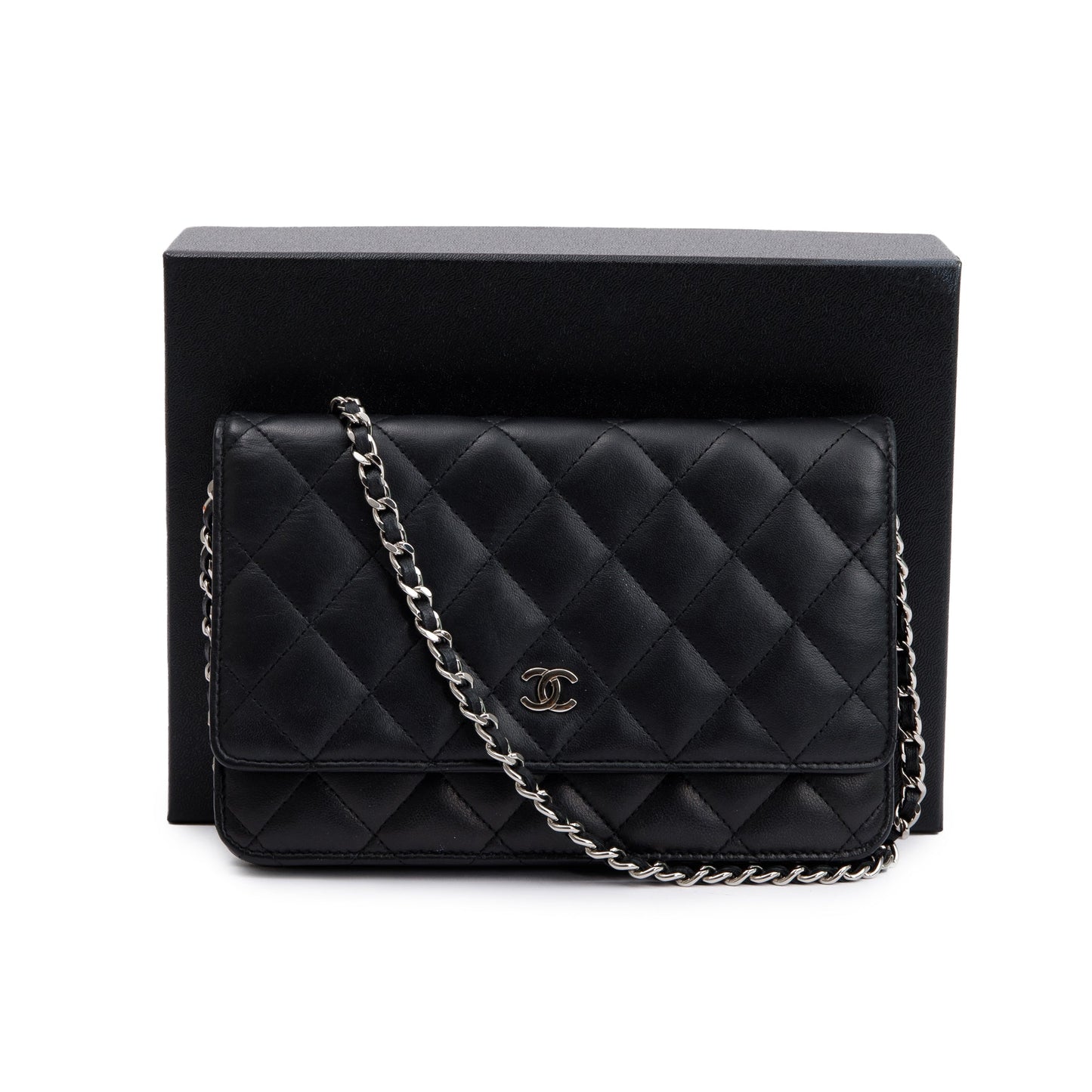 Chanel Black Lambskin Leather Classic Wallet on Chain
