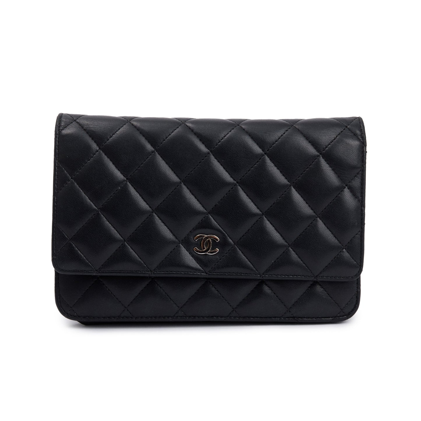 Chanel Black Lambskin Leather Classic Wallet on Chain