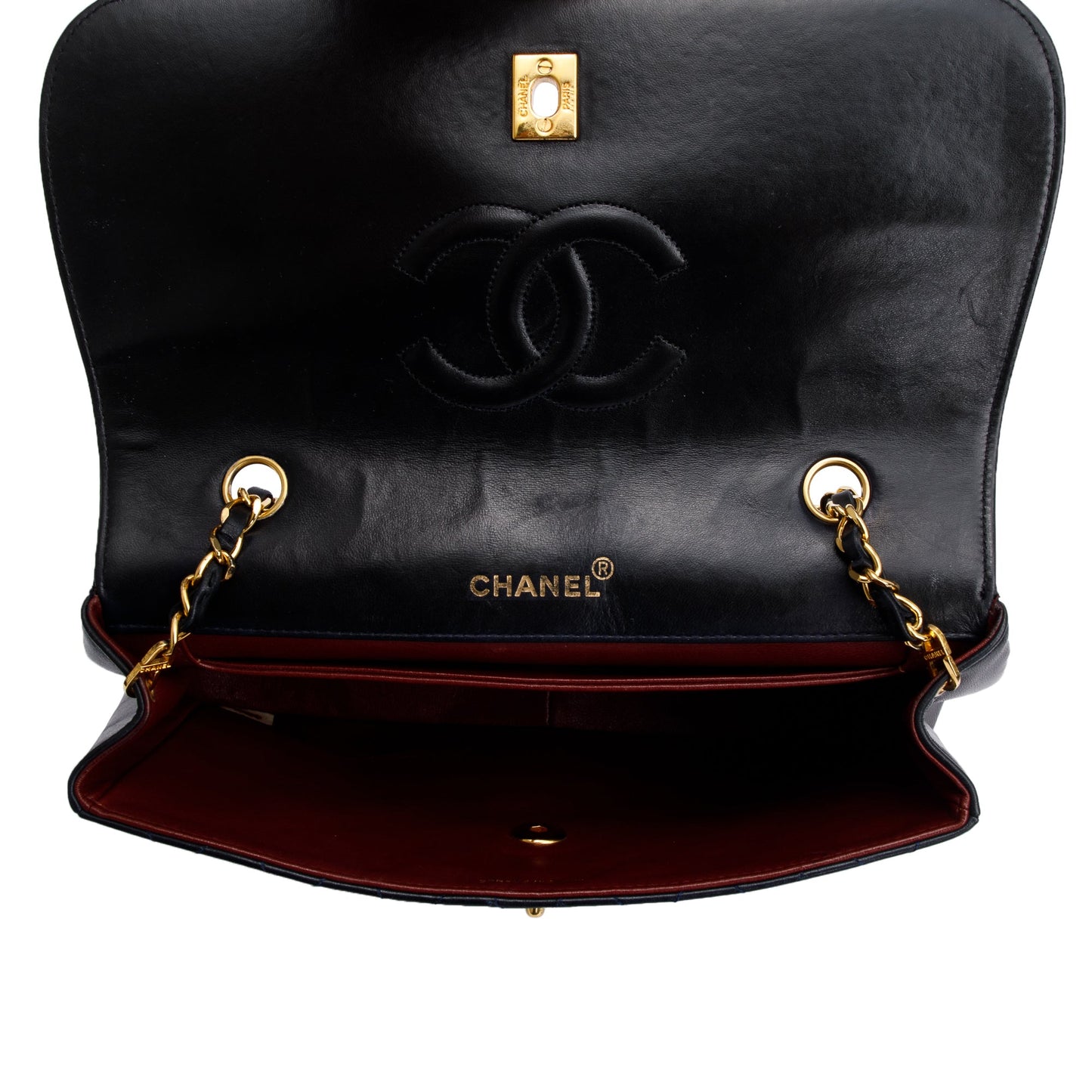 Chanel Black Lambskin Leather Integral Flap Bag with Pouch