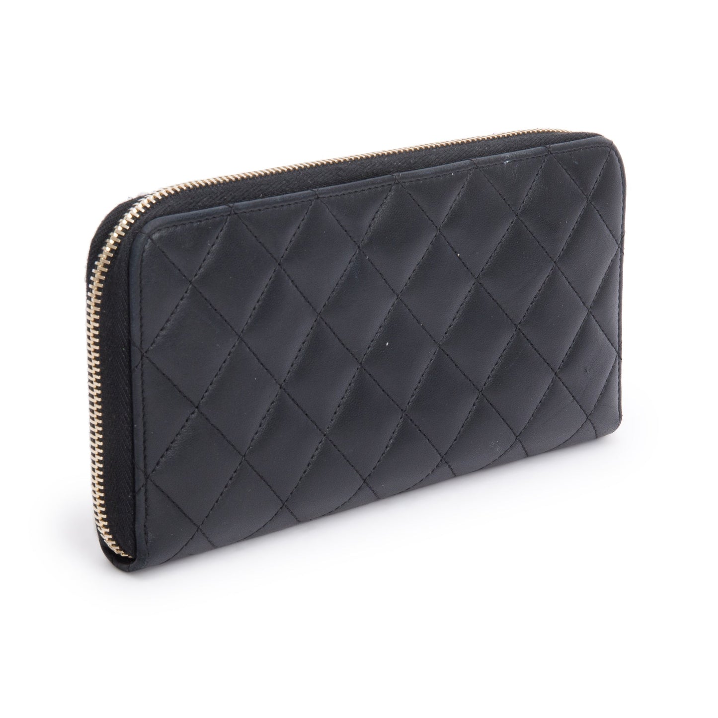 Chanel Black Lambskin Leather Trendy CC Large Gusset Zip Around Wallet