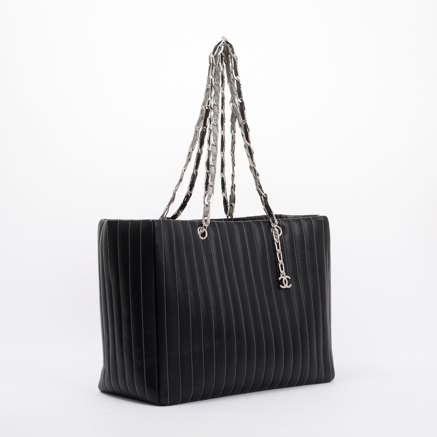 Chanel Black Lambskin Mademoiselle Ligne Tote