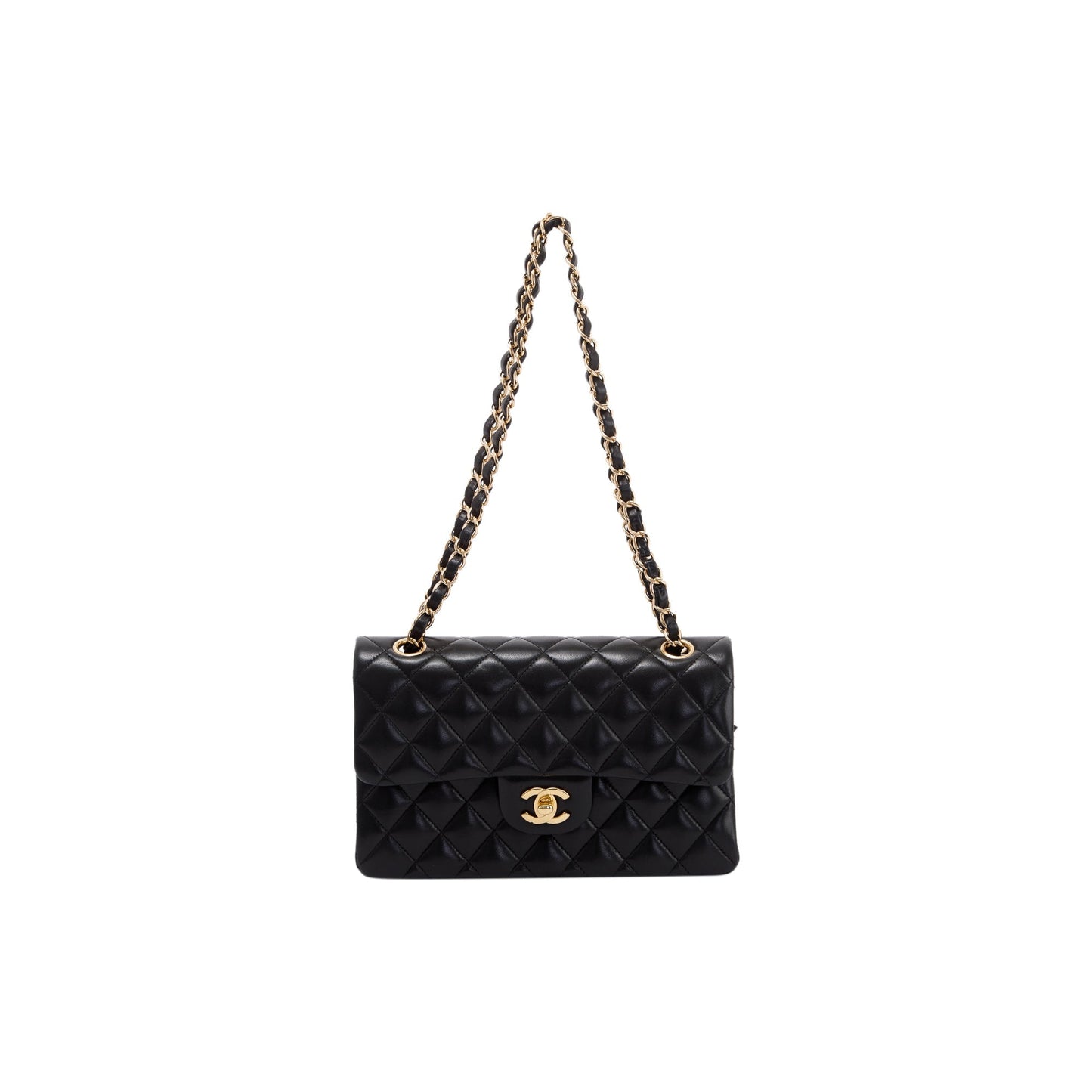 Chanel Black Lambskin Small Classic Double Flap Bag