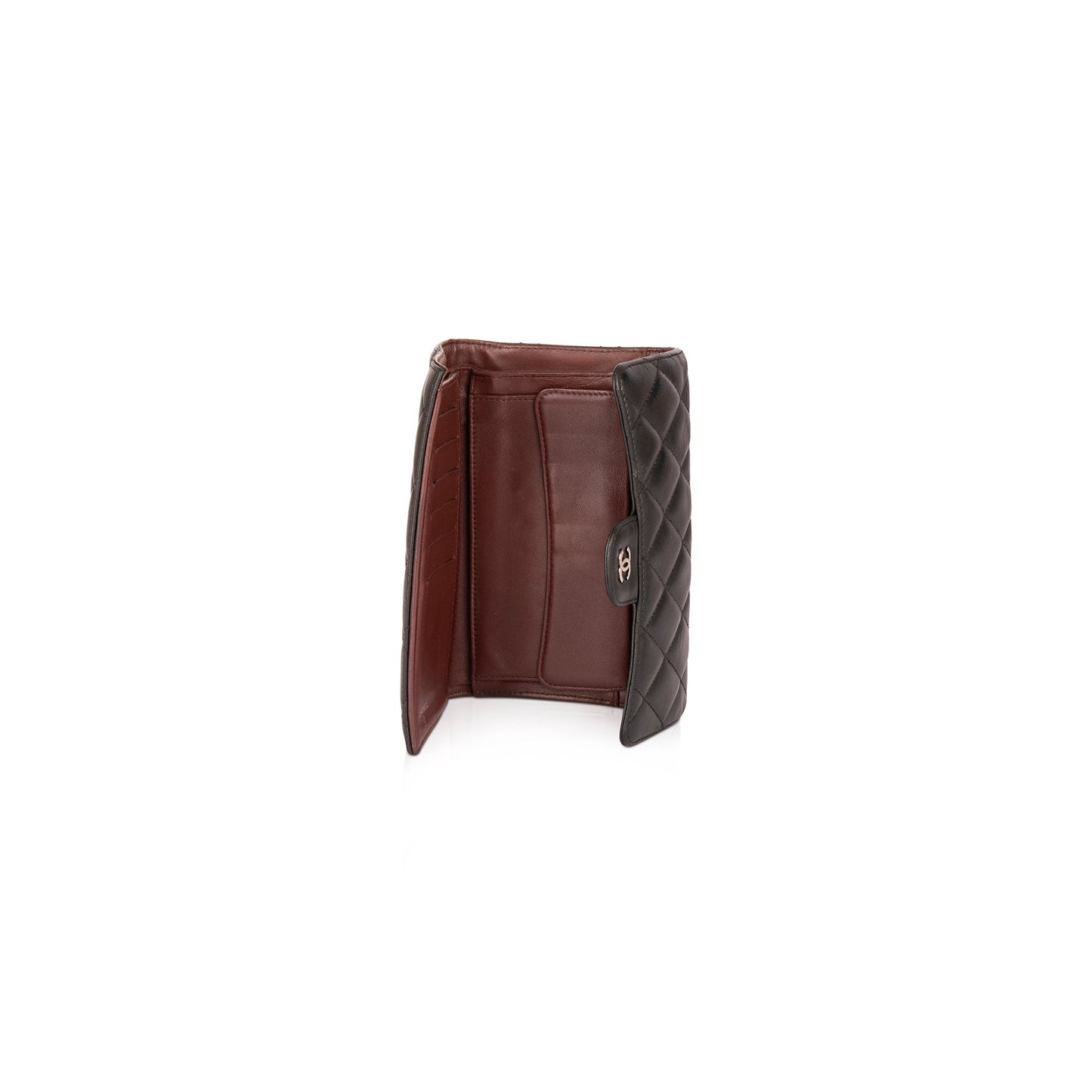 Chanel Black Lambskin Trifold CC Wallet
