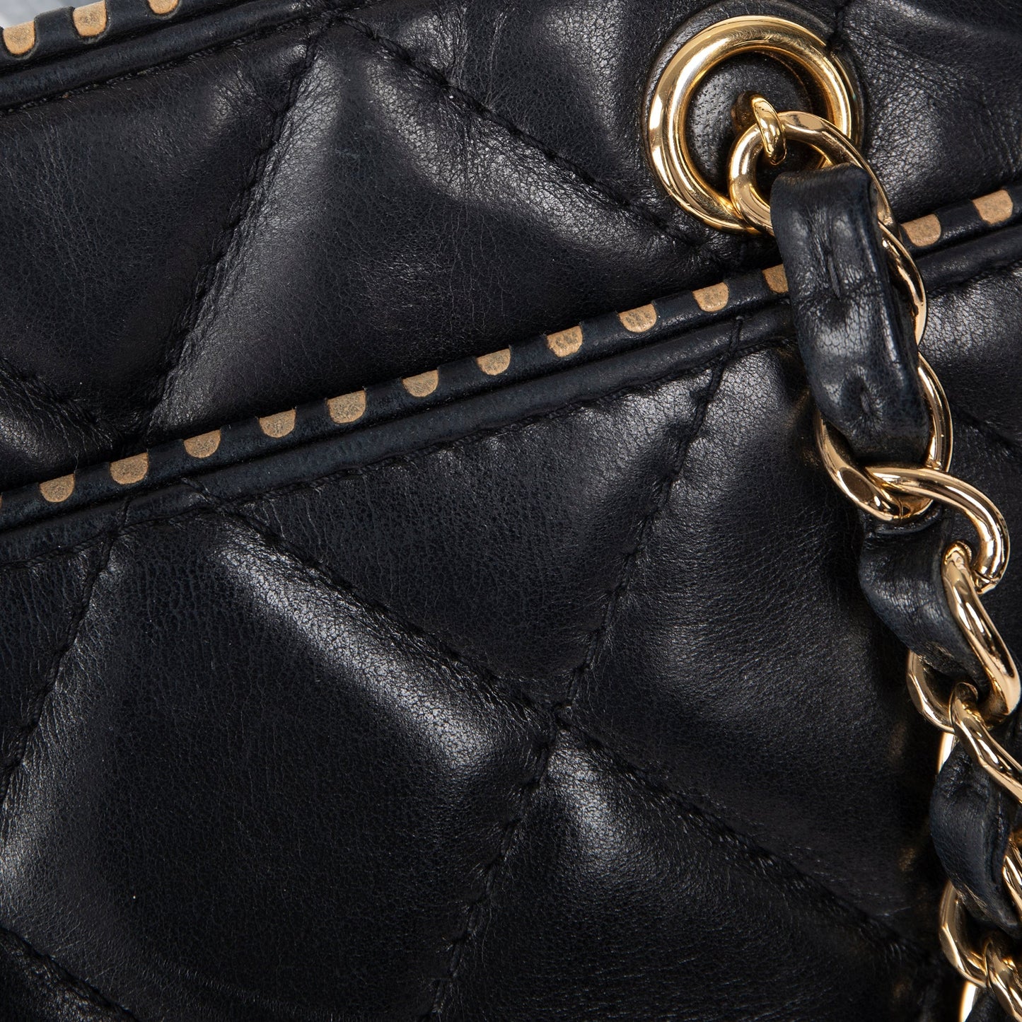Chanel Black Leather Shopping Tote