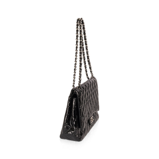 Chanel Black Patent Classic Maxi Double Flap Bag