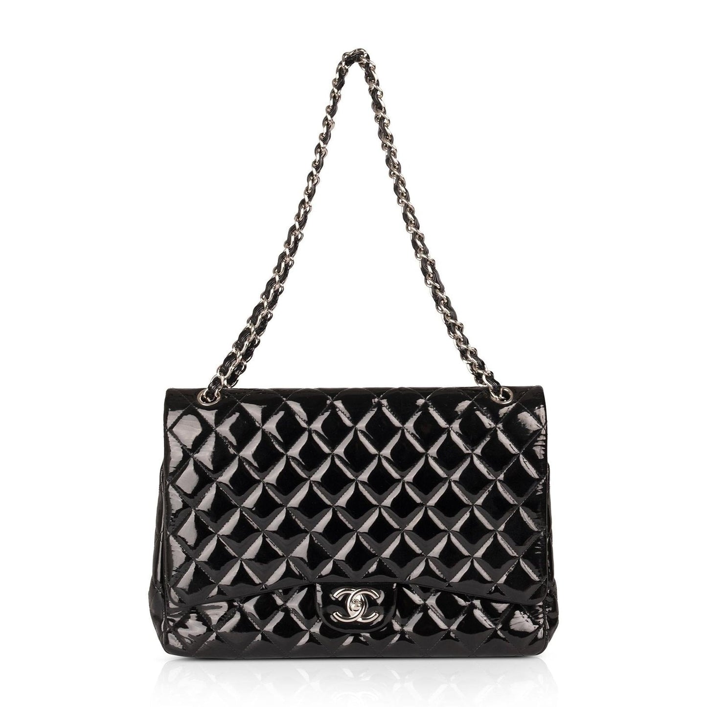 Chanel Black Patent Classic Maxi Double Flap Bag
