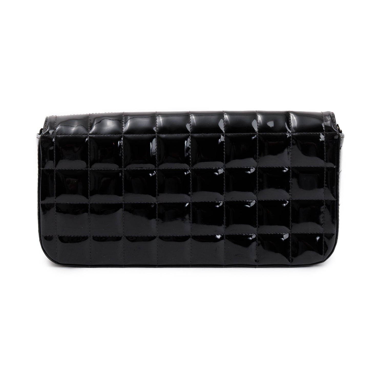 Chanel Black Patent Leather Chocolate Bar E/W Flap  Bag
