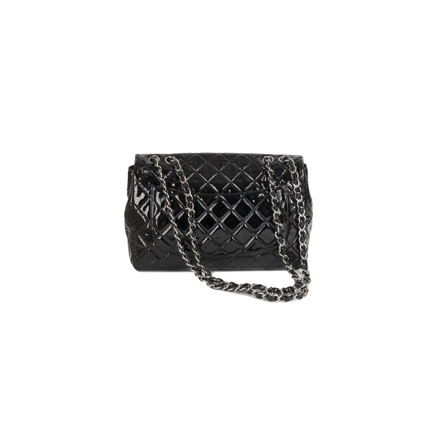 Chanel Black Patent Leather Classic Jumbo Single Flap Bag