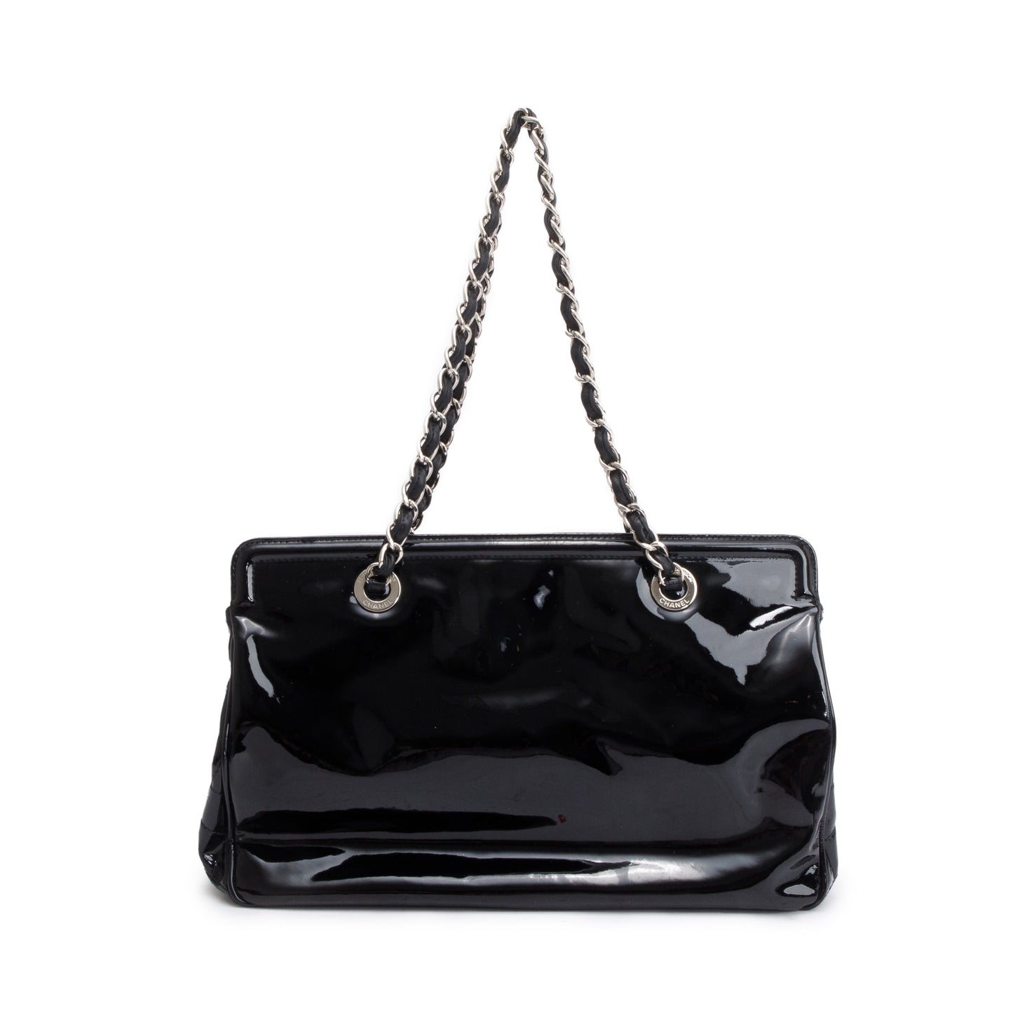Chanel Black Patent Leather Lipstick Ligne tote