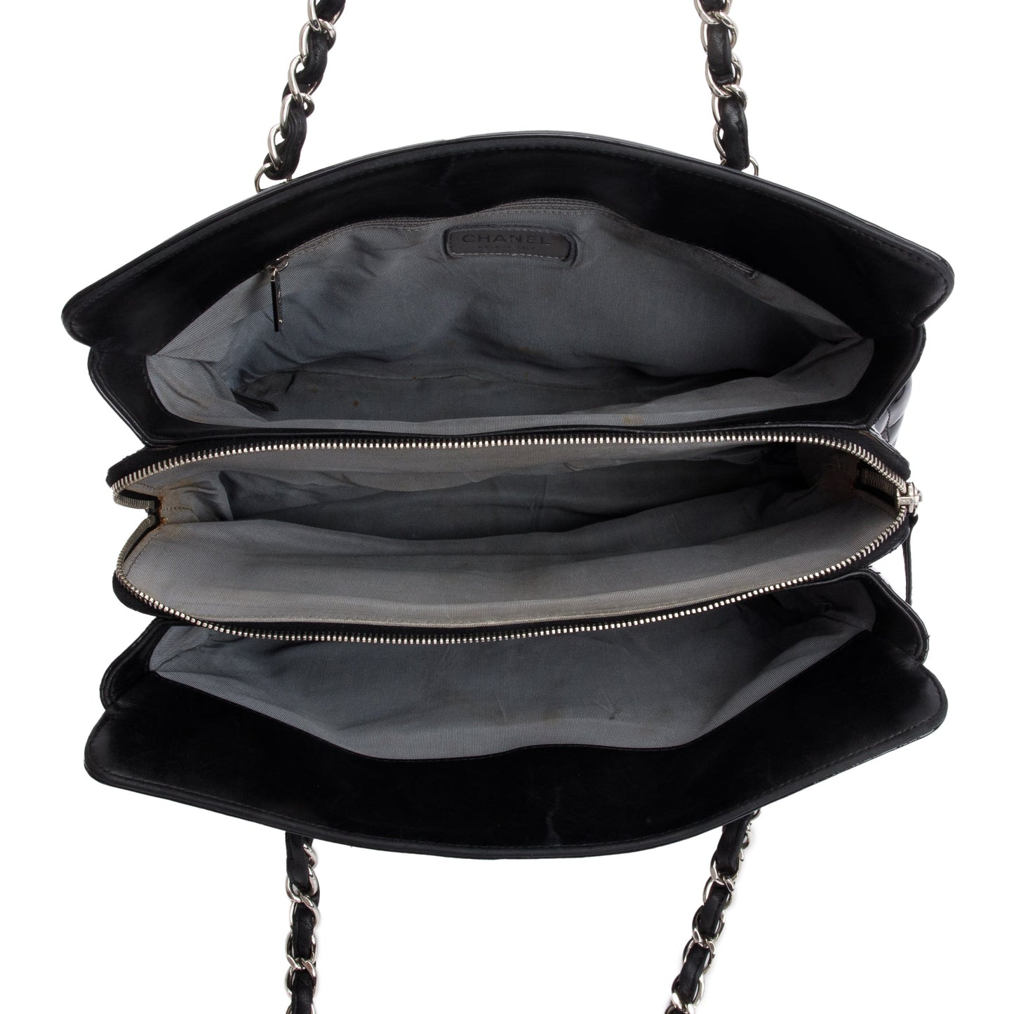 Chanel Black Patent Leather Lipstick Ligne tote